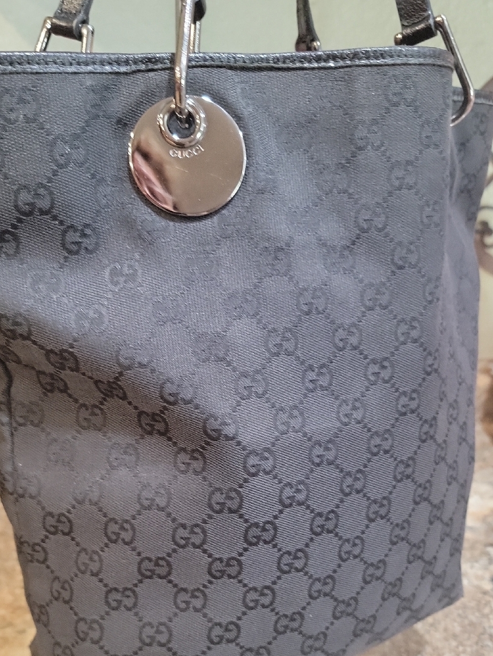 🌵Gucci Black GG Monogram Tote with Silver Hardware - Picture 6 of 15